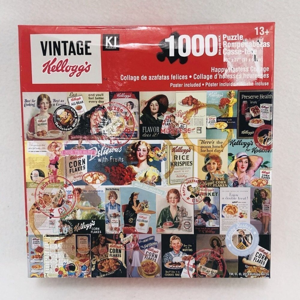 Ki Puzzle 1000 Pcs Jigsaw Vintage Kellogg Hostess Collage Women Model Ads Brand